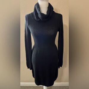 Vince Wool Blend Turtleneck Sweater Dress, Black